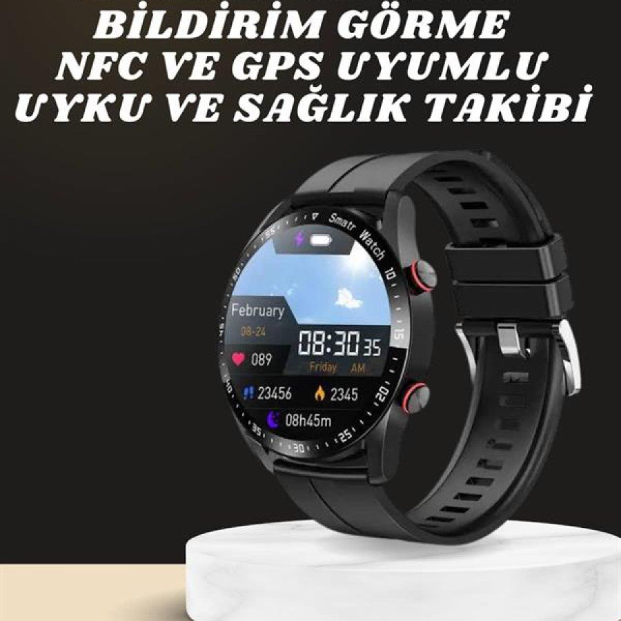 Smart Watch Amoled Screen Metal and Leather Band Sleep and Health Tracking Vibrating