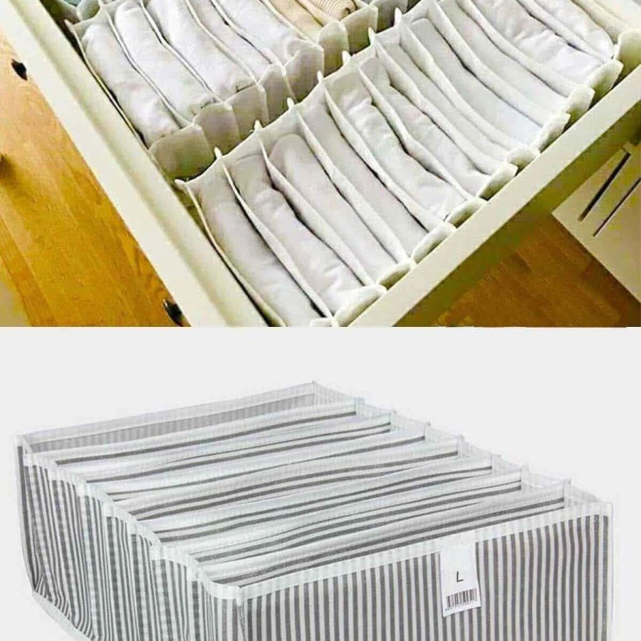 Accordion Drawer Organizer 8 Compartments Size L Socks Laundry Towel Organizer