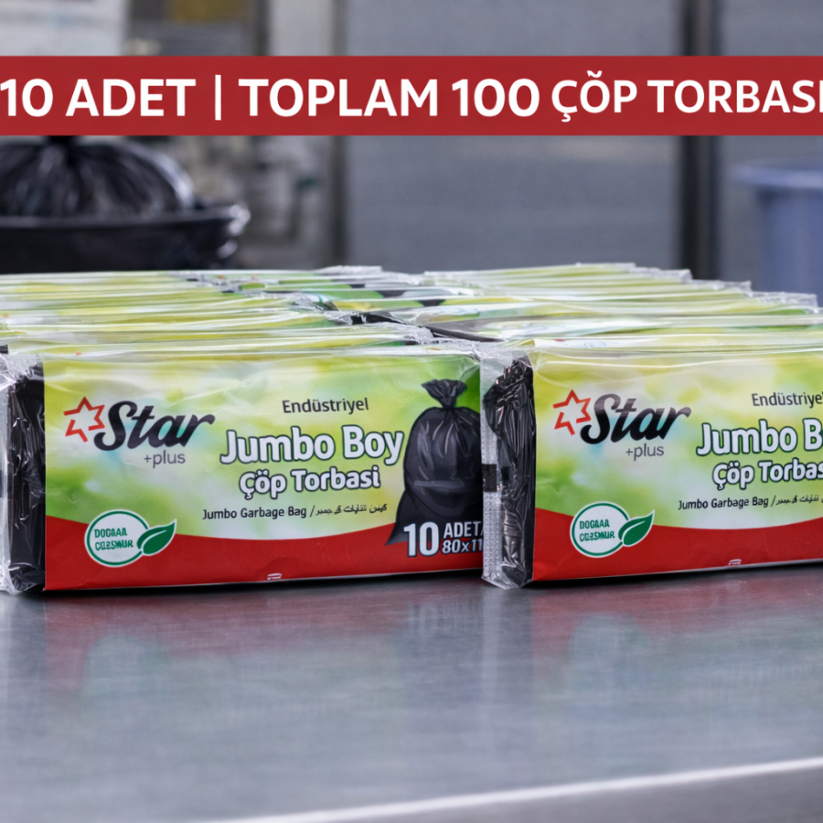Star Plus Industrial Jumbo Size Garbage Bag 80x110 cm 10 Pack Durable Industrial Type Garbage Bags 10 Pieces