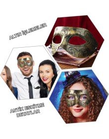 Gold Antique Face Mask - Antique Style Ball Mask