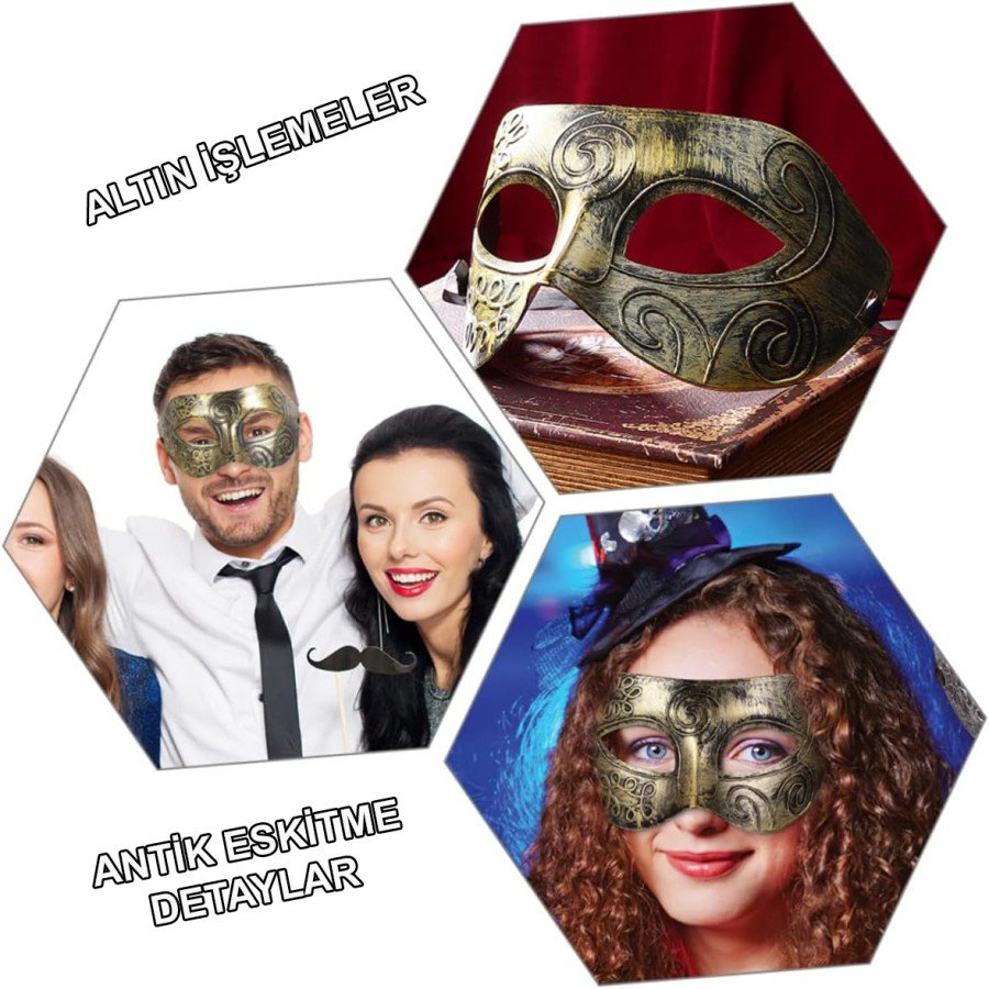 Gold Antique Face Mask - Antique Style Ball Mask