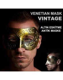 Gold Antique Face Mask - Antique Style Ball Mask
