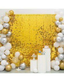 Gold Gold Color Rectangular Cut Shiny Glitter Look Background Curtain Decor 1x2 Meters
