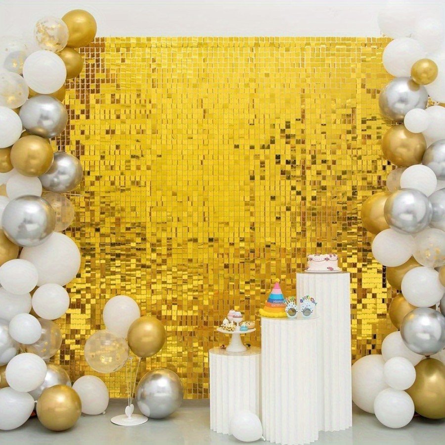 Gold Gold Color Rectangular Cut Shiny Glitter Look Background Curtain Decor 1x2 Meters Gold Gold Color Rectangular Cut Shiny Glitter Look Background Curtain Decor 1x2 Meters