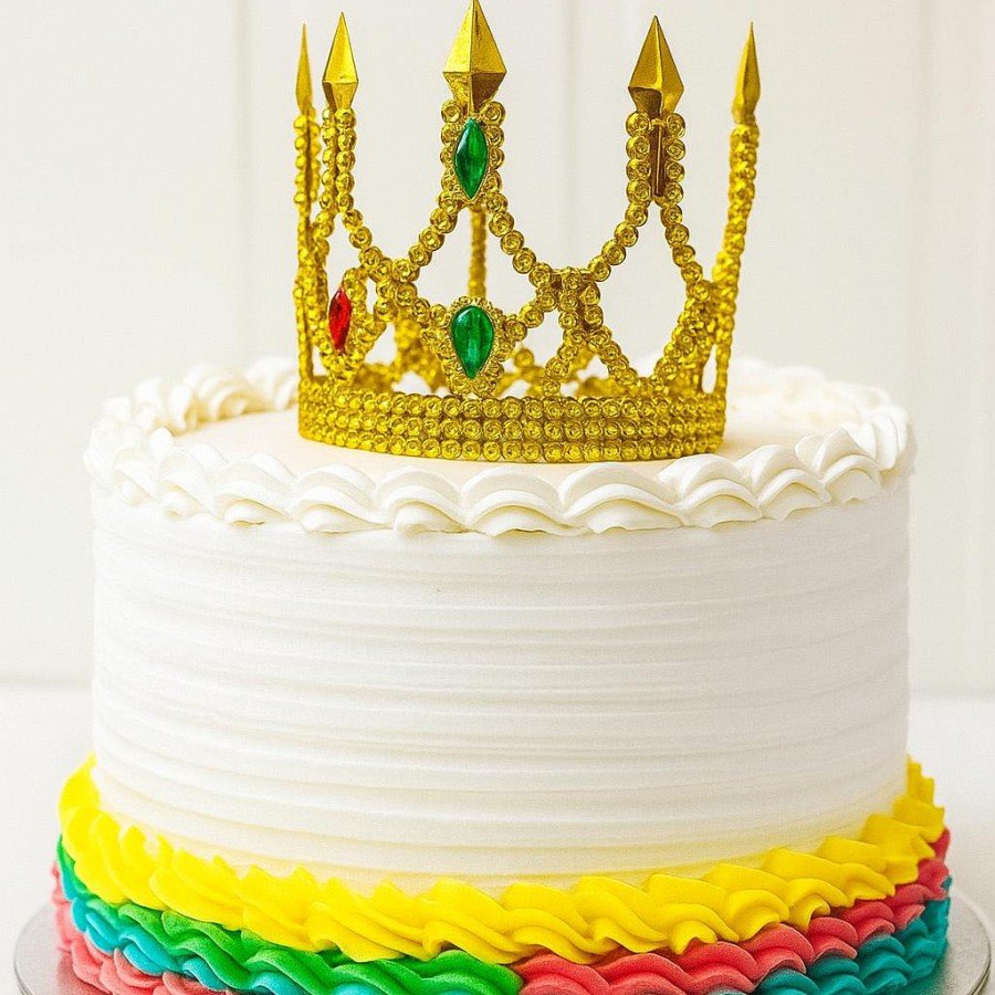 Gold Sparkly Thin Cake Crown Cake Top Crown Plastic Material 8x8 cm