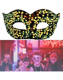 Gold Color Back Elastic Sequin Sequin Embroidered Prom After Party Mask