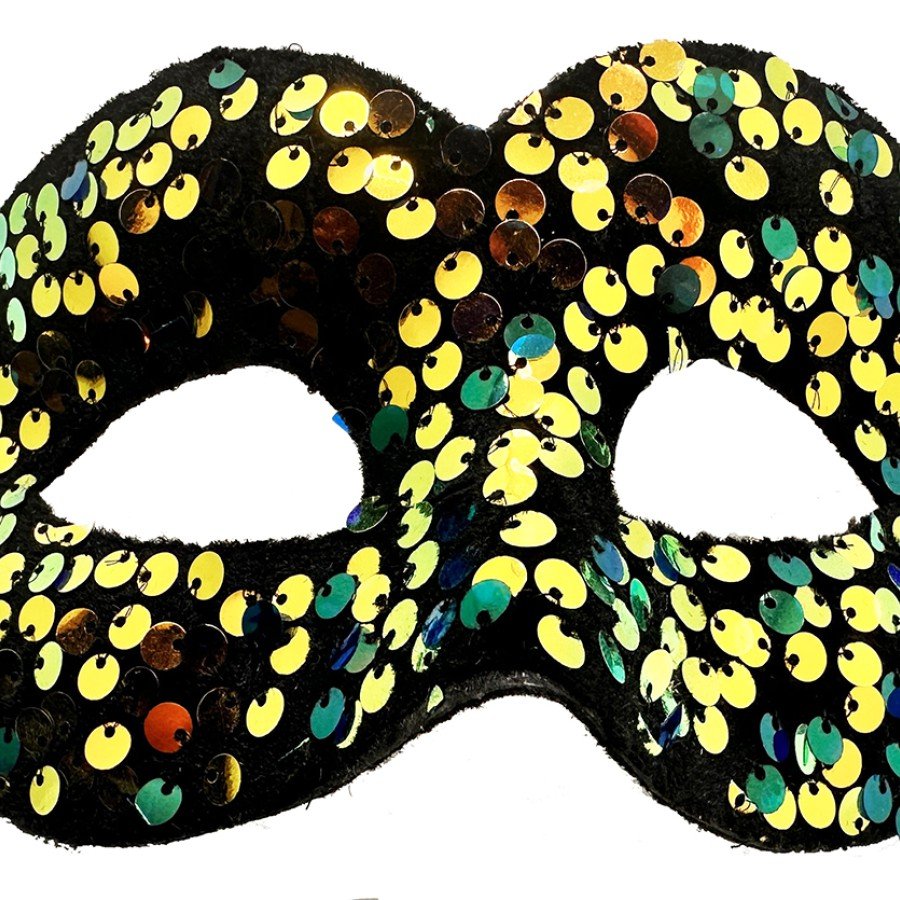 Gold Color Back Elastic Sequin Sequin Embroidered Prom After Party Mask
