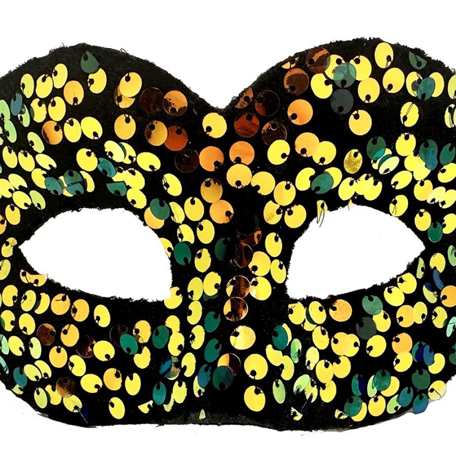 Gold Color Back Elastic Sequin Sequin Embroidered Prom After Party Mask