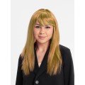 Golden Color Straight Cut Long Party Wig With Lining Fake Hair
