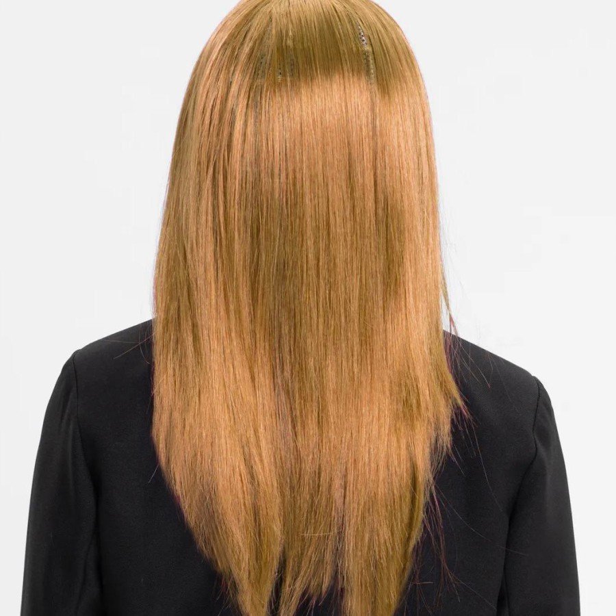 Golden Color Straight Cut Long Party Wig With Lining Fake Hair
