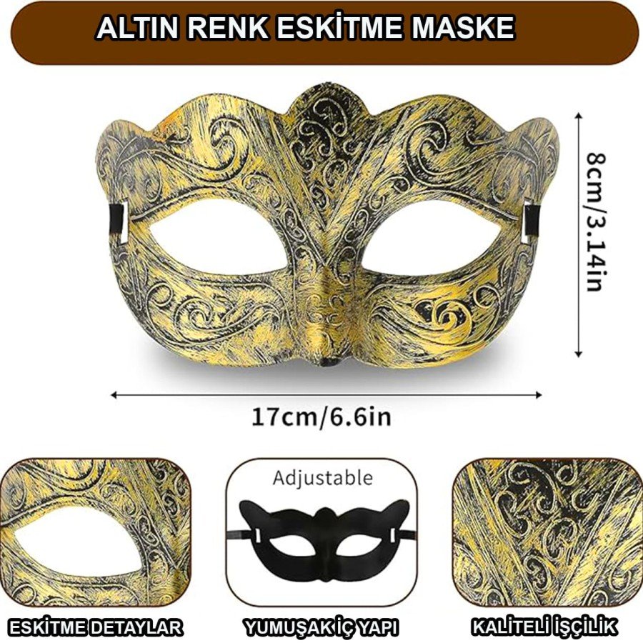 Gold Color Antique Masquerade Mask – Venetian Style Party Mask Gold Color Antique Masquerade Mask – Venetian Style Party Mask