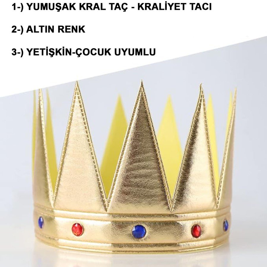 Gold Color Eva Soft King Royal Crown Compatible with Adults and Children 55 cm Gold Color Eva Soft King Royal Crown Compatible with Adults and Children 55 cm