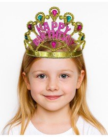 Gold Color Happy Birthday Written Birthday Crown 60 cm
