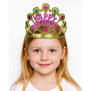 Gold Color Happy Birthday Written Birthday Crown 60 cm
