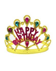 Gold Color Happy Birthday Written Birthday Crown 60 cm