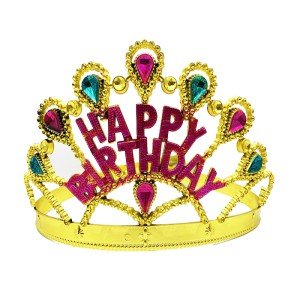 Gold Color Happy Birthday Written Birthday Crown 60 cm