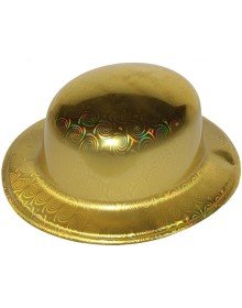 Gold Color Hologram Plastic Round Bowler 27x24 cm