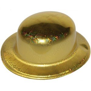 Gold Color Hologram Plastic Round Bowler 27x24 cm