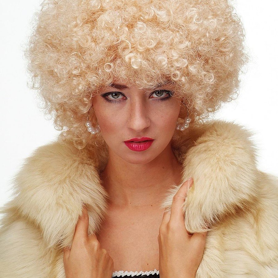 Golden Color Curly Afro Bonus Wig Hair Party Wig Platinum Gold Golden Color Curly Afro Bonus Wig Hair Party Wig Platinum Gold