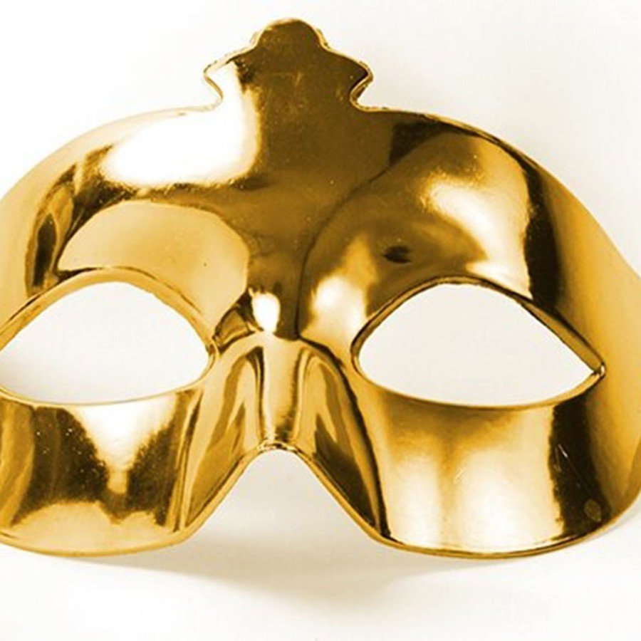 Gold Color Costume Party Extra Shiny Prom Mask 15x10 cm