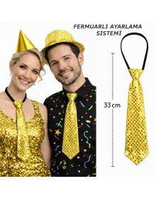 Gold Color Sequined Sparkling Party Tie 33 cm