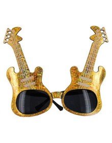 Gold Color Rockn Roll Guitar Shaped Party Glasses 15x15 cm