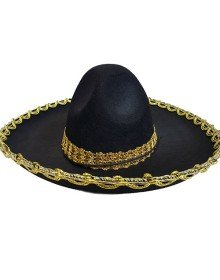 Mexican Mariachi Latin Hat with Gold Color Stripe 55 cm Kids