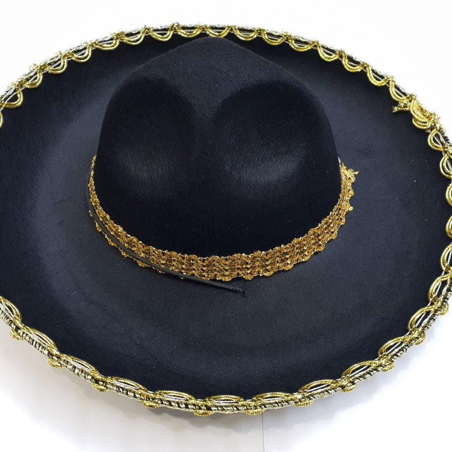 Mexican Mariachi Latin Hat with Gold Color Stripe 55 cm Kids