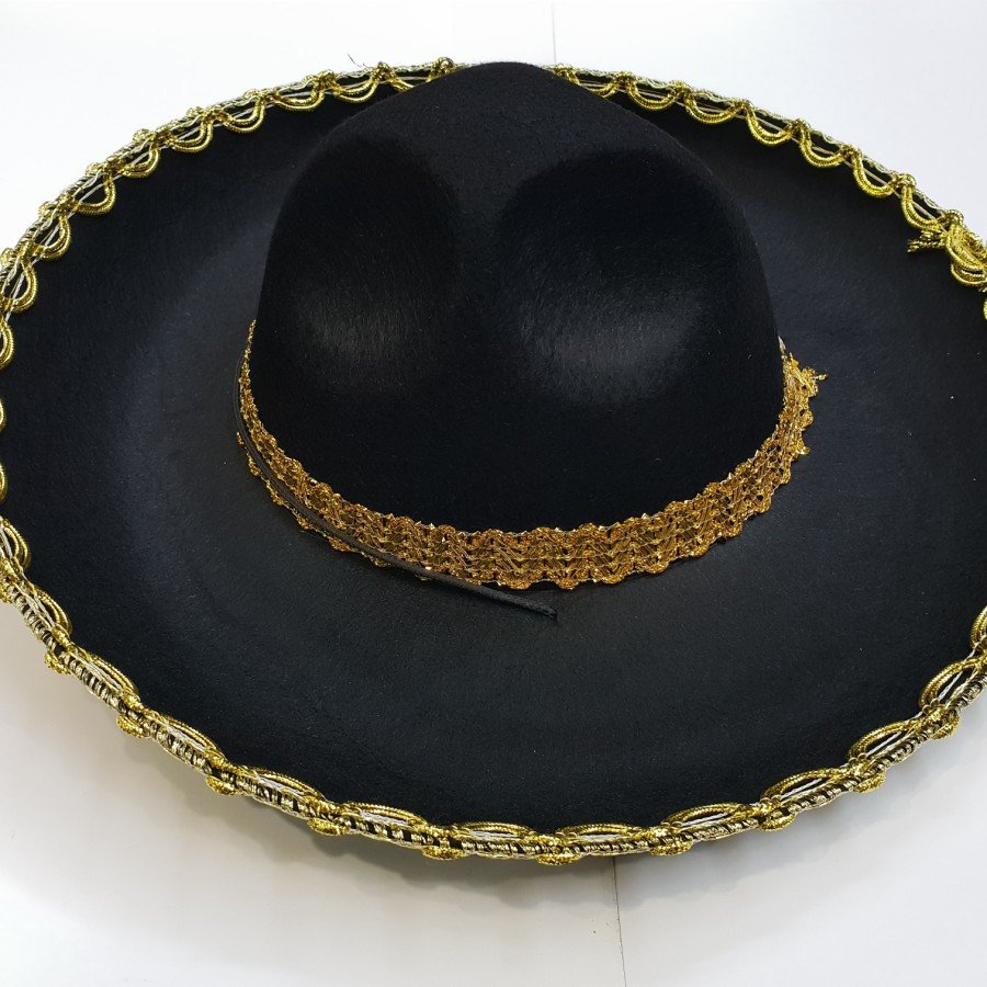 Mexican Mariachi Latin Hat with Gold Color Stripe 55 cm Kids