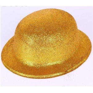 Gold Color Round Glitter Plastic Party Hat