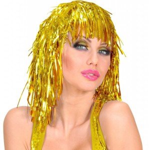 Golden Blonde Sparkly Metalized Party Wig