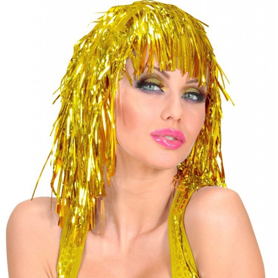 Golden Blonde Sparkly Metalized Party Wig