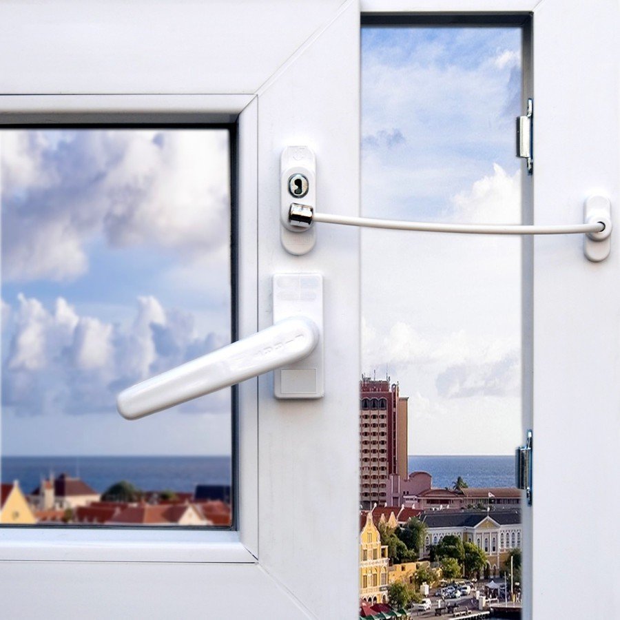 PVC Door Window Safety Lock with Key and Rope