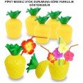 Pineapple Hawaiian Luau Aloha Beverage Container Glass with Straw 10x13 cm 1 Piece