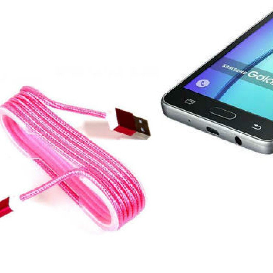 Android Braided Colored Steel Charging Data Cable - Pink