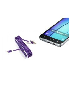 Android Braided Colored Steel Charging Data Cable - Purple