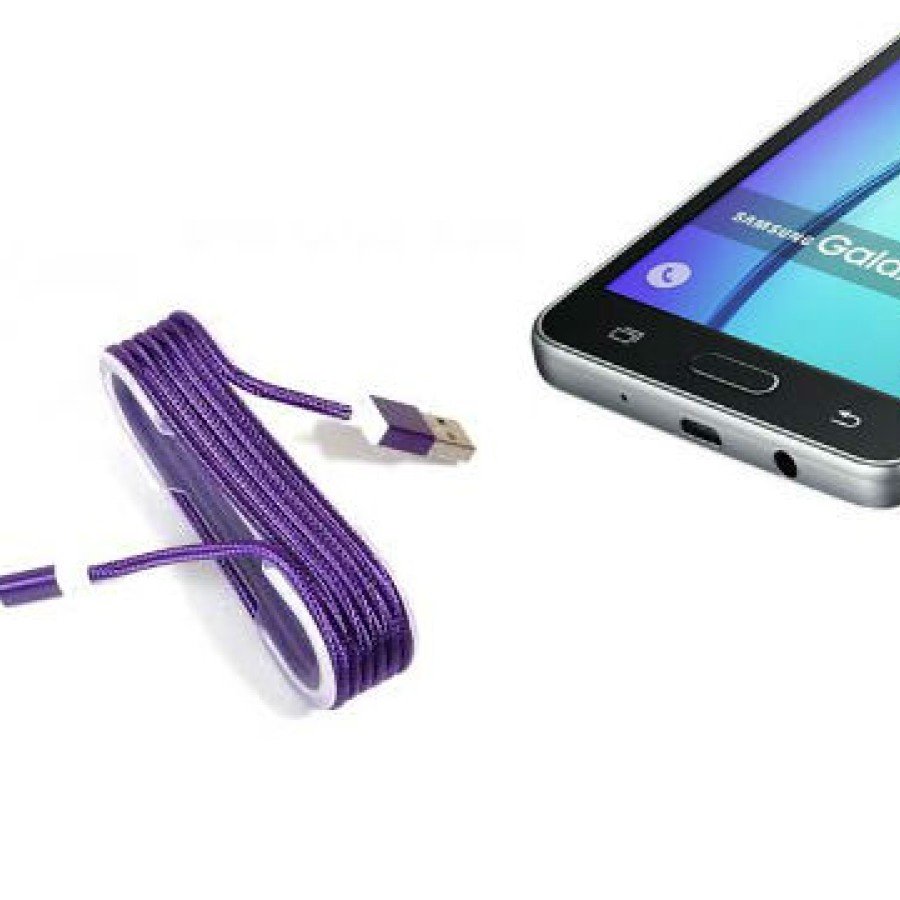 Android Braided Colored Steel Charging Data Cable - Purple