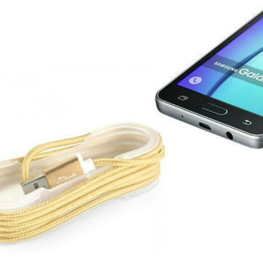Android Braided Colored Steel Charging Data Cable - Gold