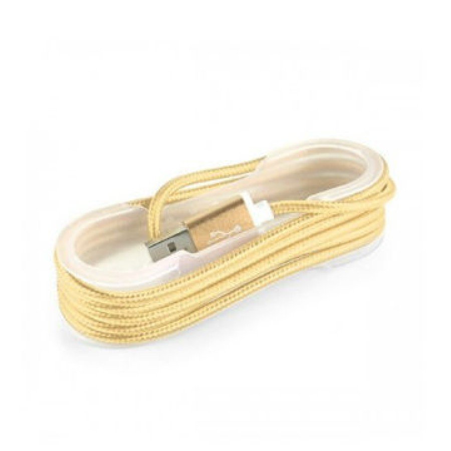 Android Braided Colored Steel Charging Data Cable - Gold