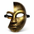 Gold Half Face Plastic Party Mask with Antique Effect