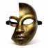 Gold Half Face Plastic Party Mask with Antique Effect