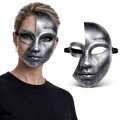 Antique Effect Silver Half Face Plastic Party Mask