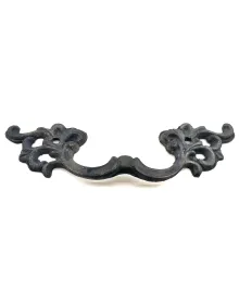 Antique Style Decorative Brass Flower Door Handle - 44x148 mm, Oxide