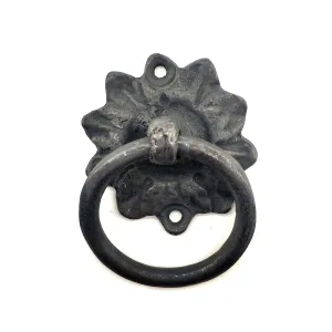 Antique Style Decorative Brass Flower Furniture Handle, Door Lock Ring - 50mm, Oxide Antique Style Decorative Brass Flower Furniture Handle, Door Lock Ring - 50mm, Oxide