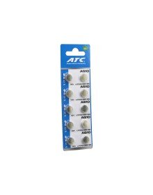 ATC ALKALINE BUTTON BATTERY AG10 LR-1130/389/189 BUTTON BATTERY ALKALINE 1.5V 10 CARD