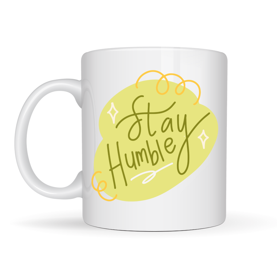 Stay Humble Porcelain Mug MODEL 129 – Minimal Motivation Cup, Stylish Design, Daily Coffee & Tea Cup