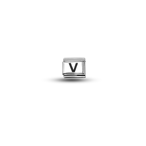 Nomination Bracelet Compatible V Letter Charm – Stainless Steel Letter Module – Personalized Bracelet Accessory