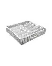 Shoe Storage Bag 12 Compartments Shoes Under Shoe Bag - Black White