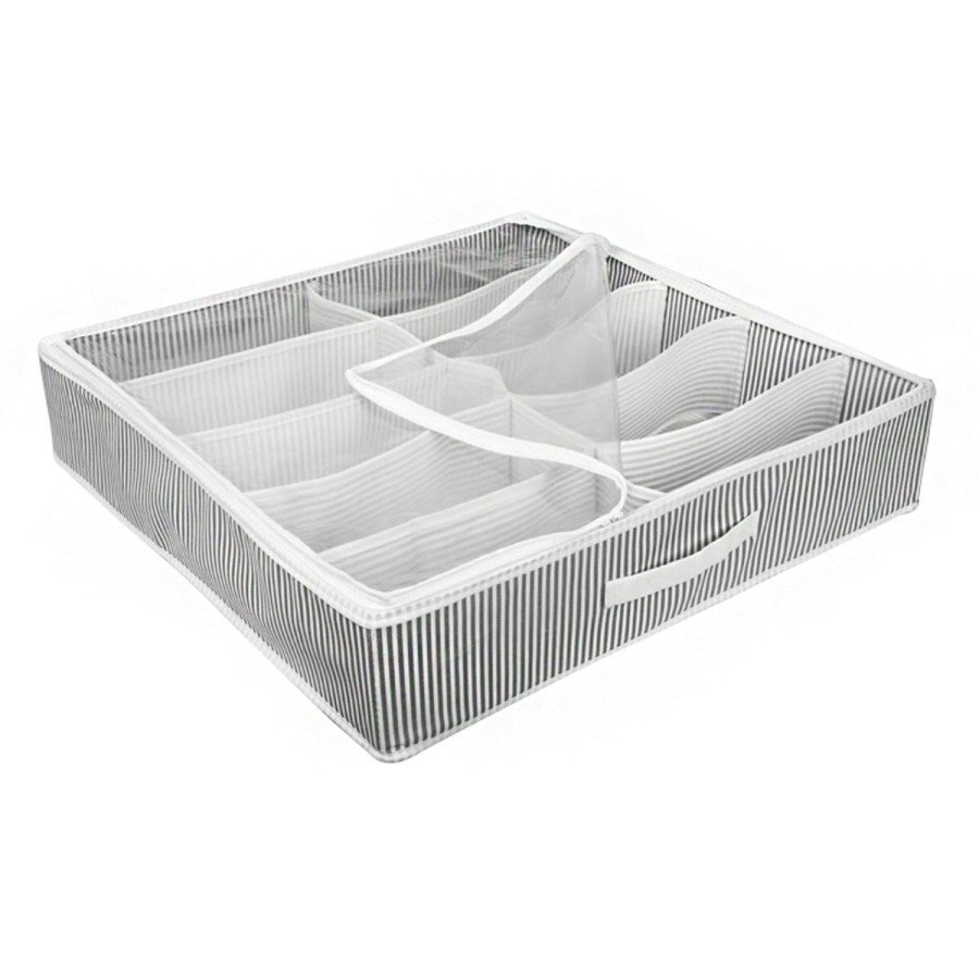 Shoe Storage Bag 12 Compartments Shoes Under Shoe Bag - Black White