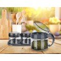 Spice Set 3 Glass Spice Rack with Spoon and Stand Spice Set 3 Glass Spice Rack with Spoon and Stand